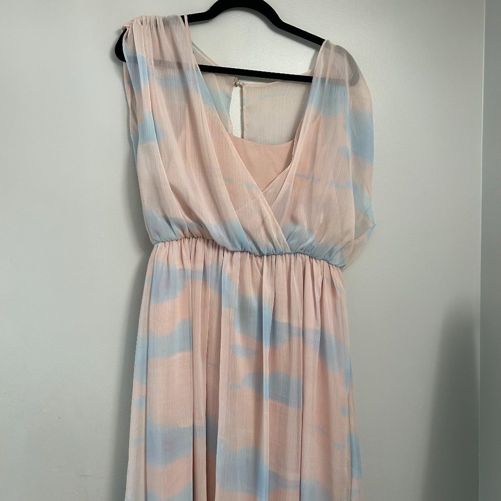 Alice & Olivia Silk Blend Chiffon Watercolor Stripe Mini Dress